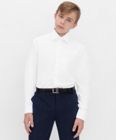 Сорочка на пуговицах с манжетами и воротником белая Button Blue Teens line, школьная форма для мальчиков  фото, kupilegko.ru